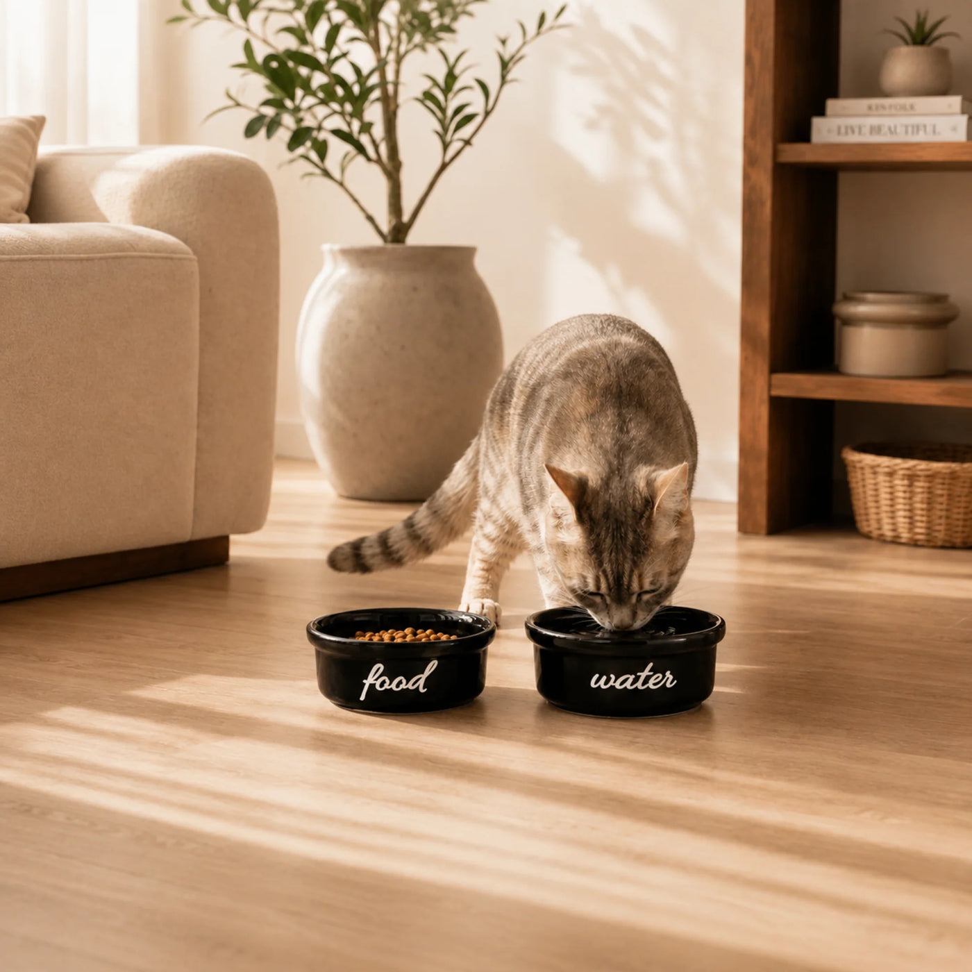 Havsız Siyah Meow Seramik Mama Kabı