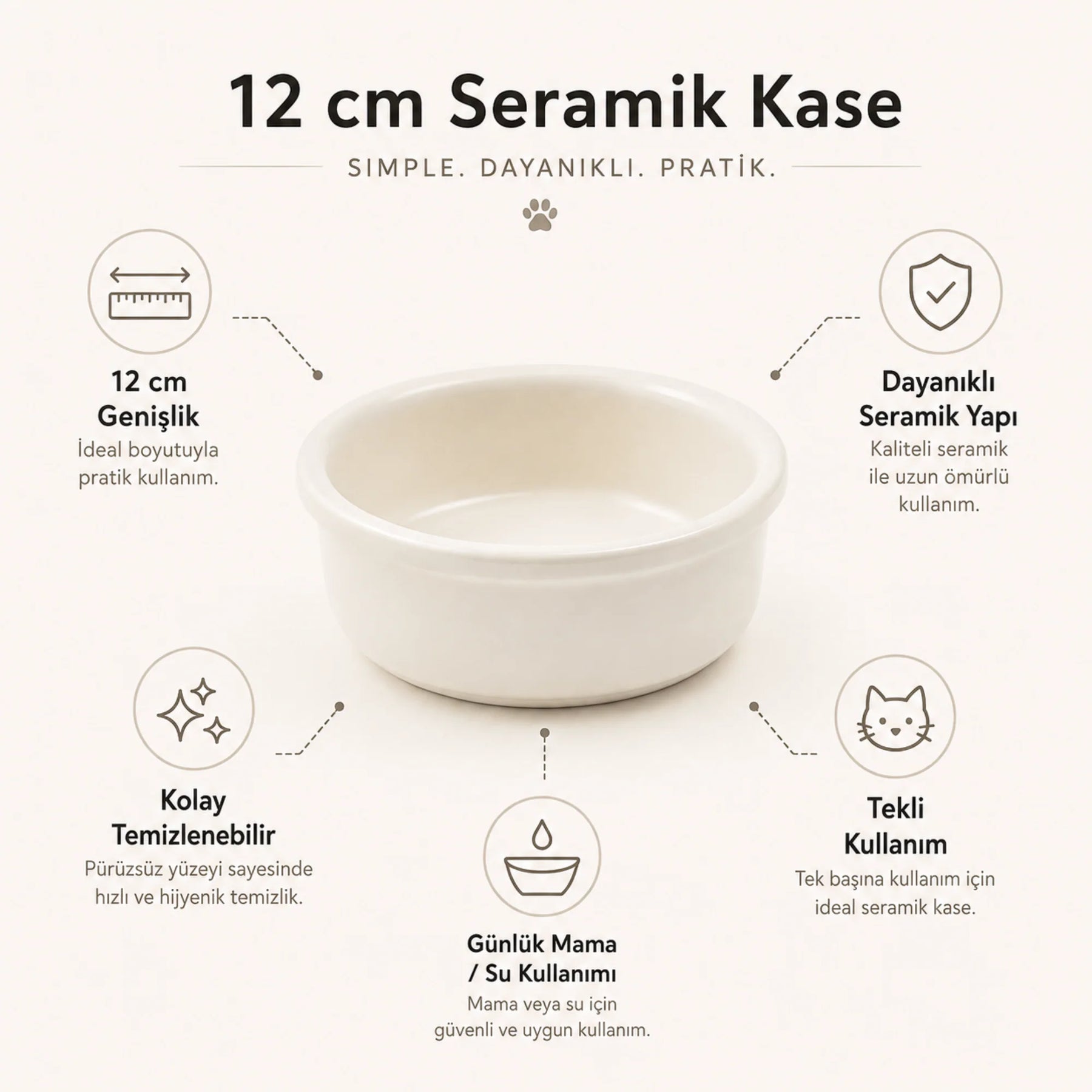 Havsız 12 cm Yedek Seramik Kase