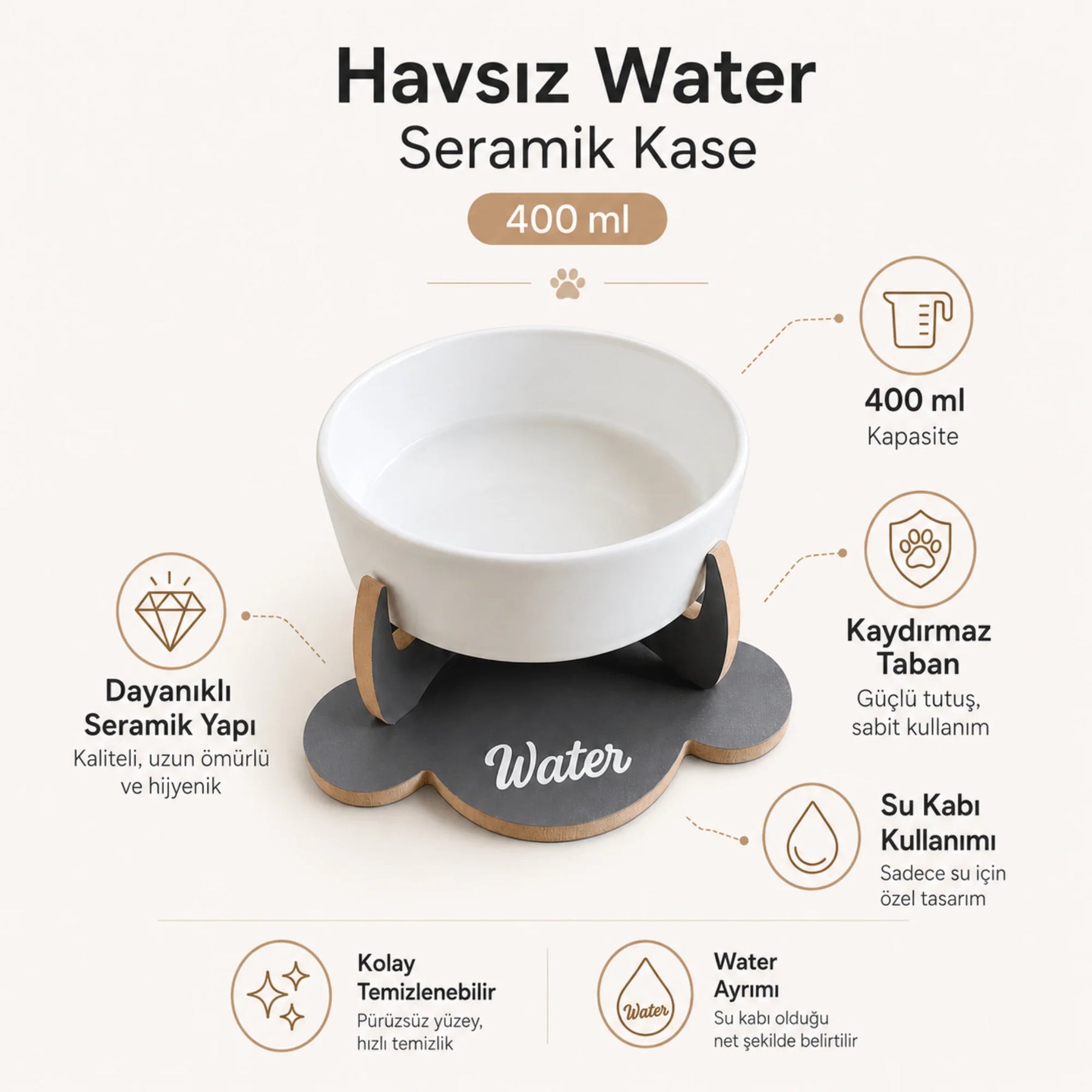 Havsız Kaydırmaz Su Kabı 400 ml