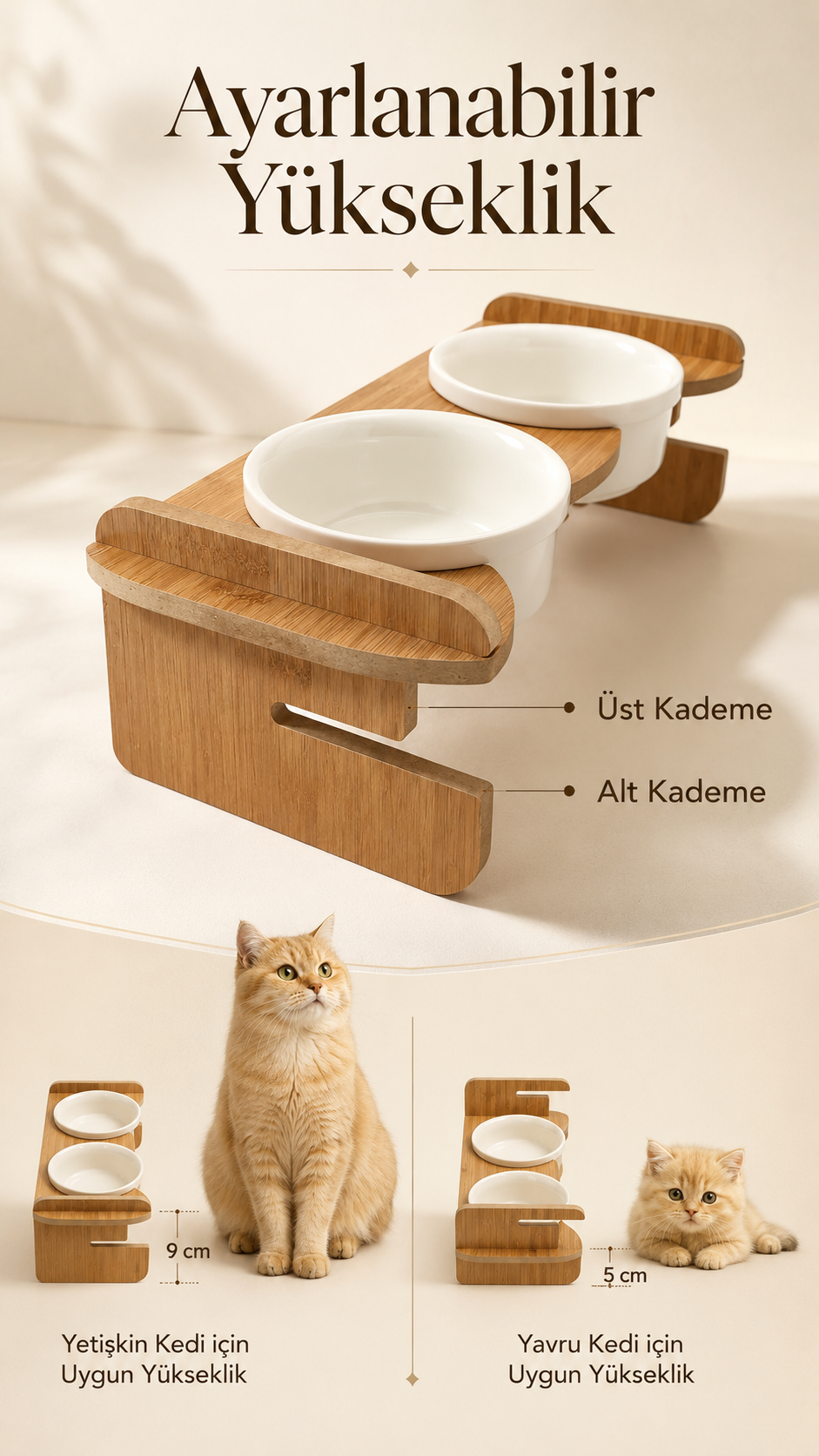 Havsız Ayarlanabilir Besleme Standı - Seramik