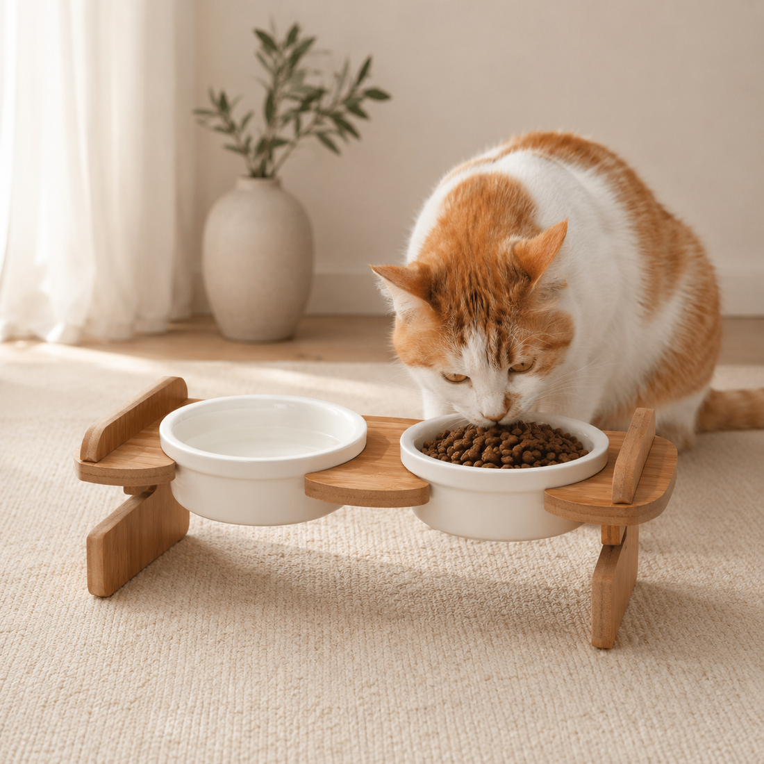 Havsız besleme standı yükseklik ayarı – kedi ve köpekler için ergonomik çözüm