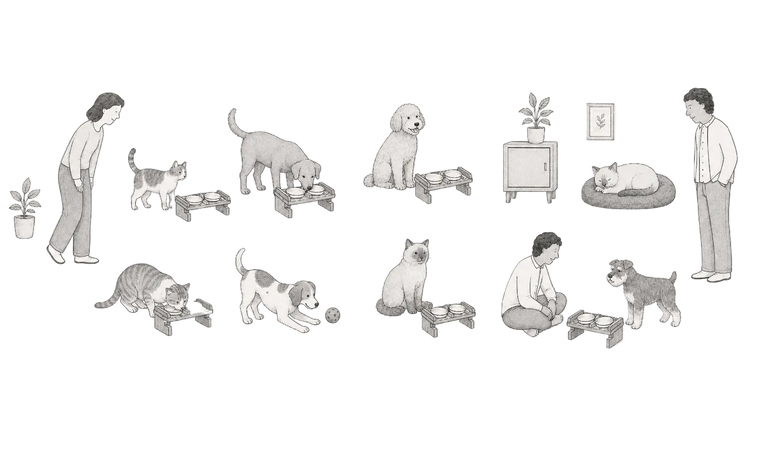 Havsız gerçek müşteri kedi fotoğrafı – mama kabıyla mutlu kedi