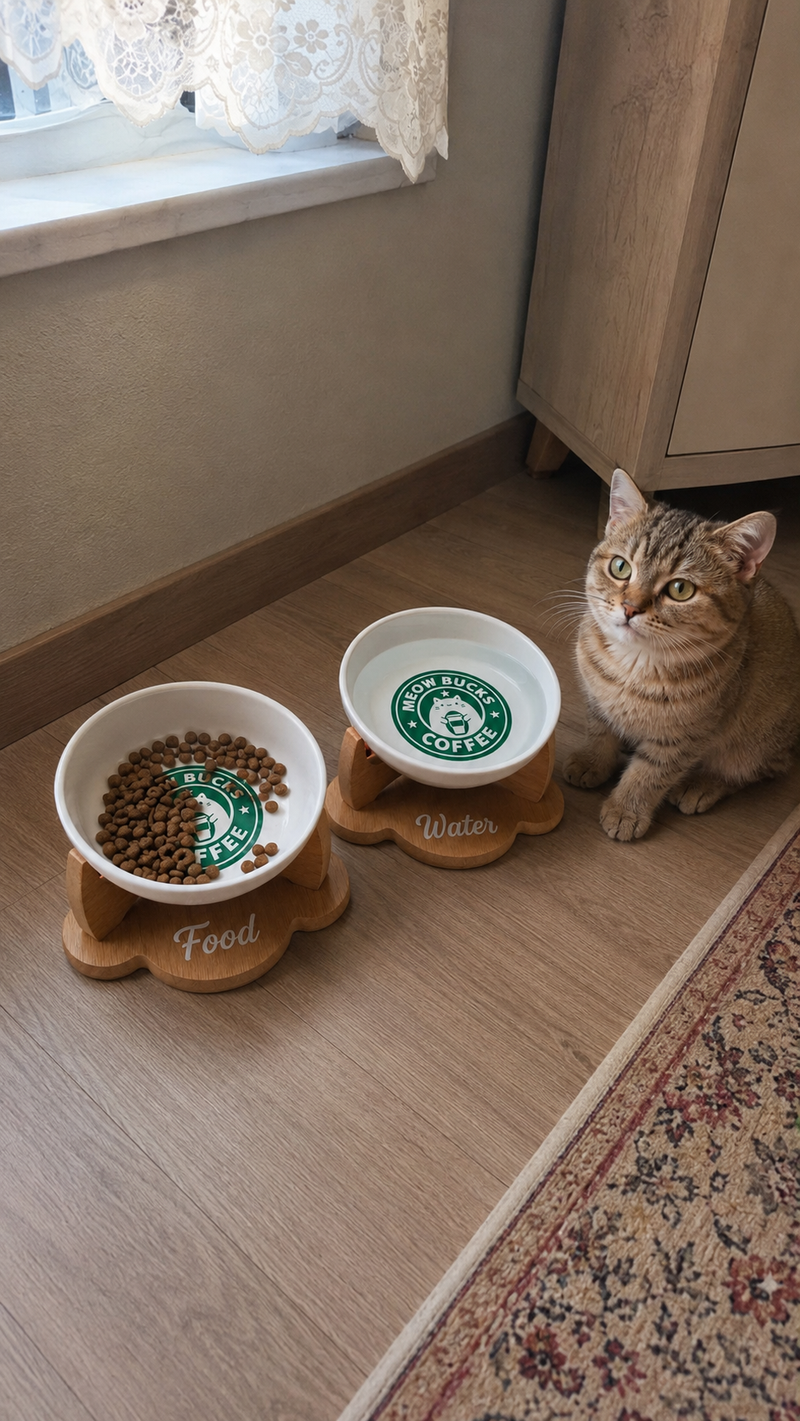 Kedi için Havsız kaydırmaz 400 ml seramik mama ve su kabı setinin kullanım alanı.