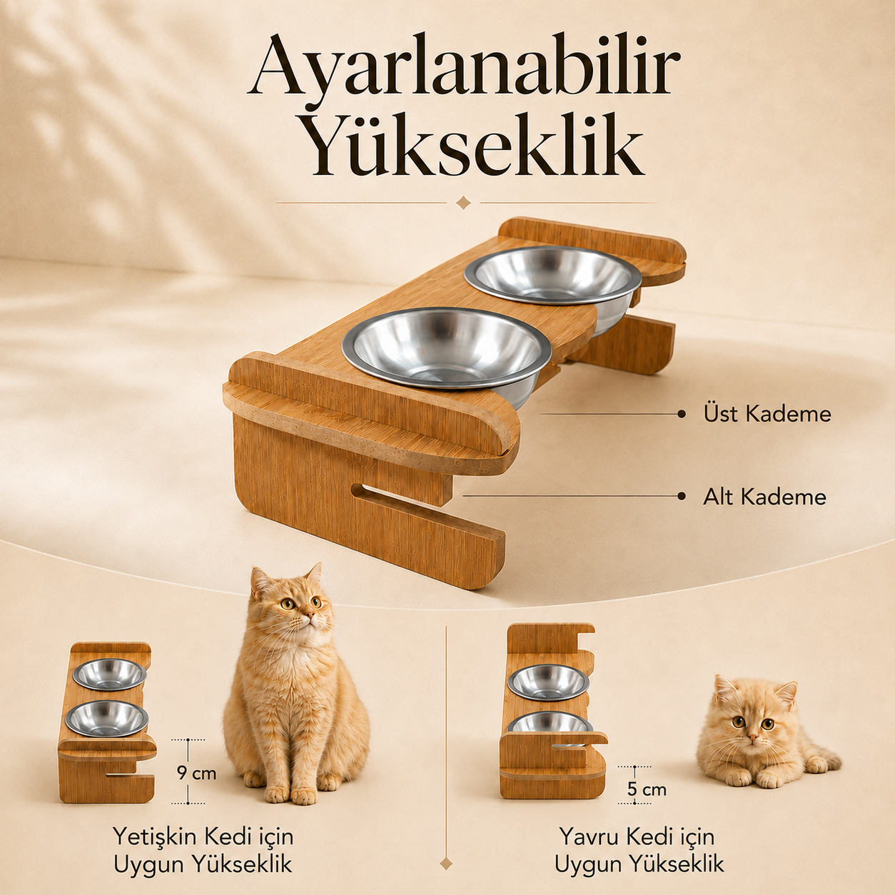 Havsız Ayarlanabilir Beslenme Standı - Çelik