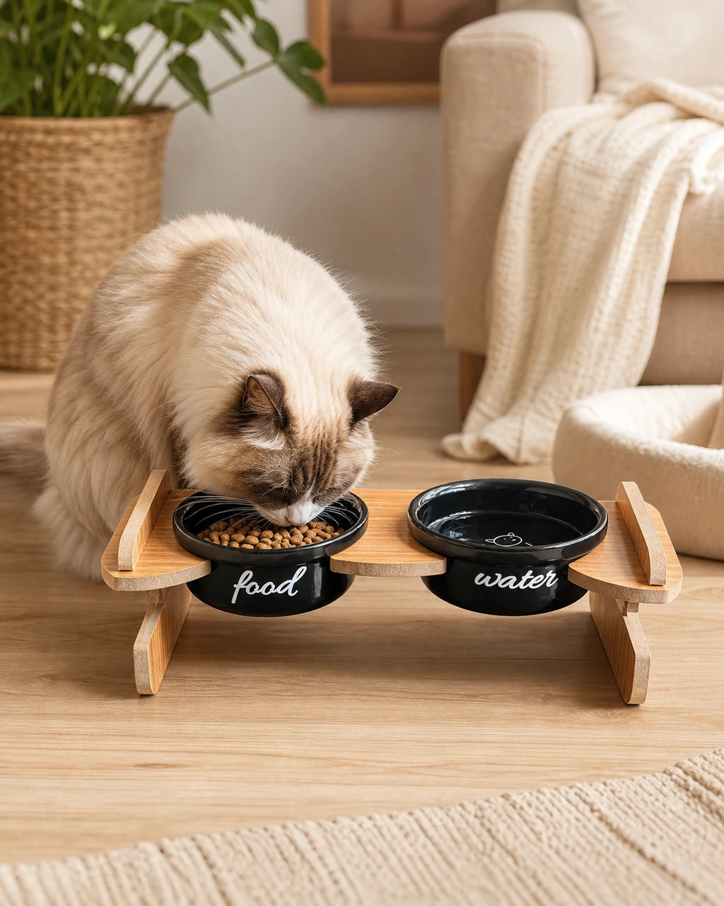 Havsız Meow İkili Yükseklik Ayarlı Seramik Set farklı açı ürün görseli