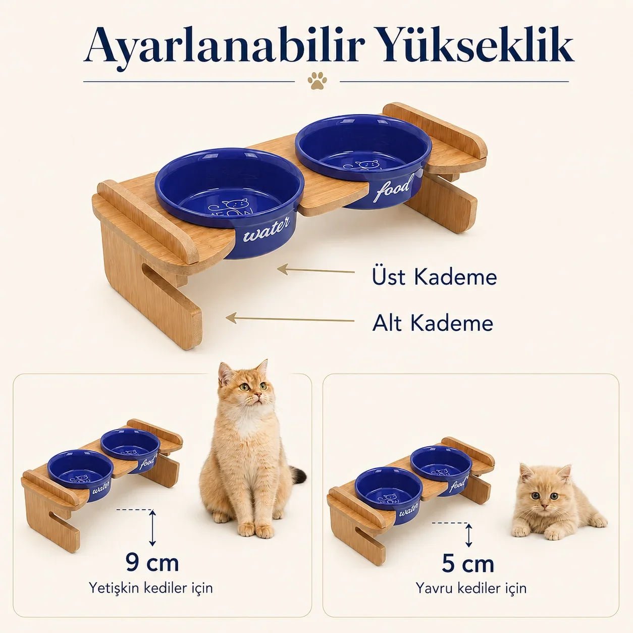 Havsız Meow Kobalt Mavisi ayarlanabilir yükseklik