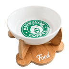 Havsız Meowbucks Kaydırmaz Tabanlı Food Tasarımlı Mama Kabı - Seramik