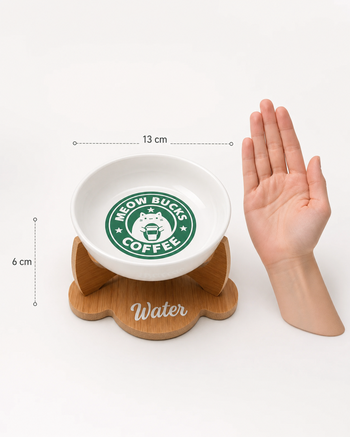 Havsız Meowbucks Kaydırmaz Su Kabı seramik kase yakın plan görseli
