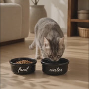 Havsız Siyah Meow Seramik Mama Kabı ürün tanıtım videosu ürün galerisi küçük resmi 2